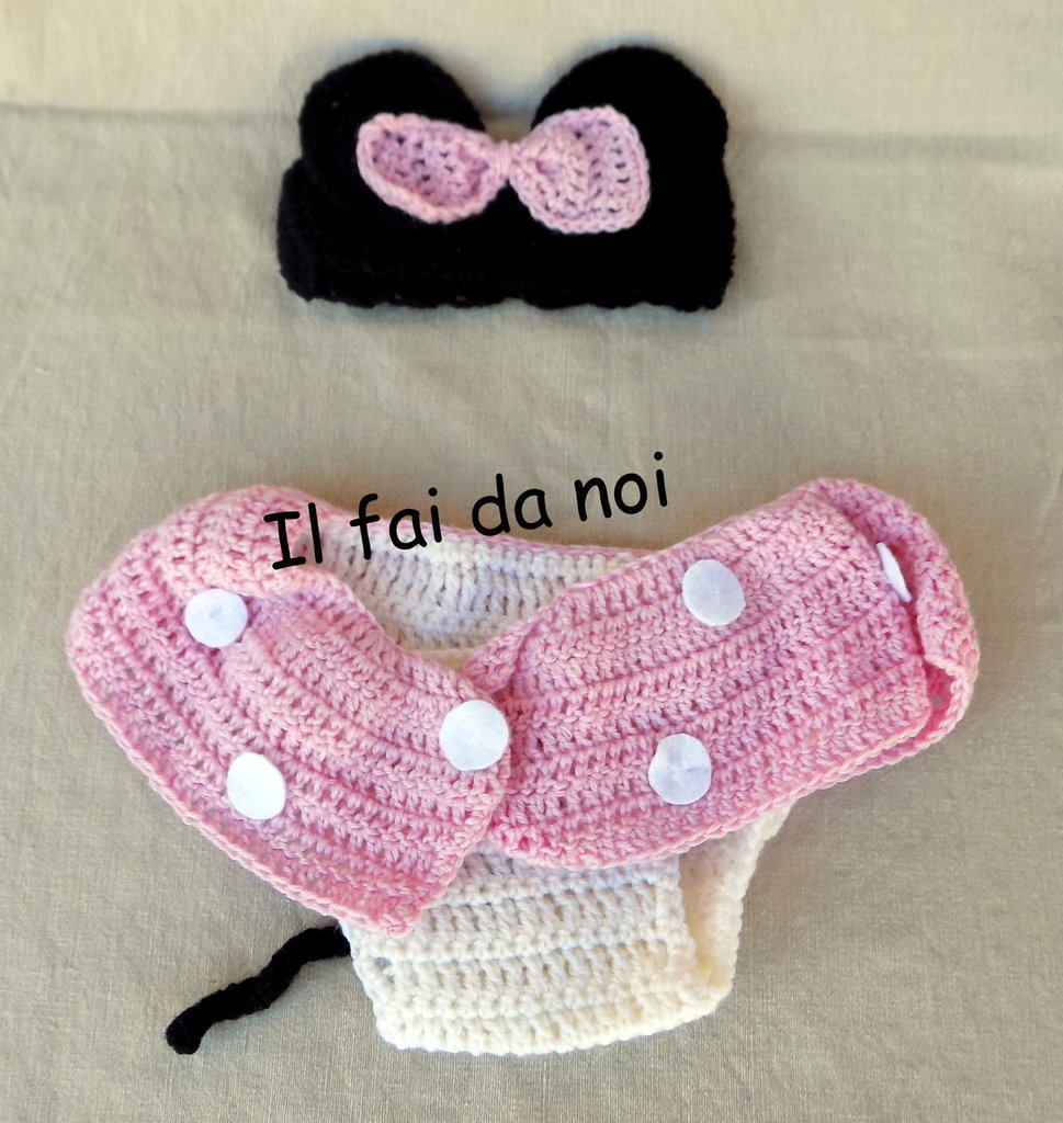 Vestito carnevale Minnie per neonata, outfit baby set foto - Bambin