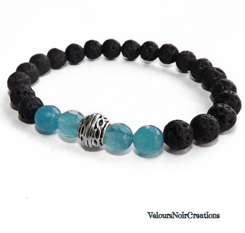 Braccialetto Uomo Pietra Naturale Onice Nero Con Croce | Rocìo - Foto 4