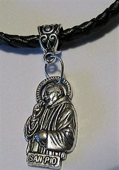 S. Padre Pio in argento tibetano: bracciale, collana o portachiavi 