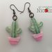 Orecchini cactus con vasetto rosa