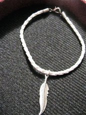 Bracciale/cavigliera con piuma in argento tibetano
