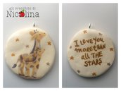 Ciondolo giraffe "I love you more than all the stars"