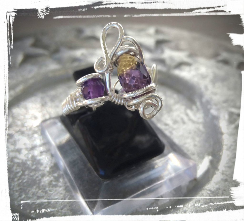 Anello Con Ametista Fatto A Mano: Gioiello Con Pietre Preziose In - Foto 7