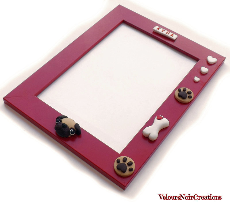 Matches21 - Cornice In Legno Con Motivo Cane E Zampe In Rilievo, 1 Pezzo, 10 X 15 Cm, Colore: Marrone E Bianco