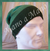 Cappello abbondante a righe - Verde