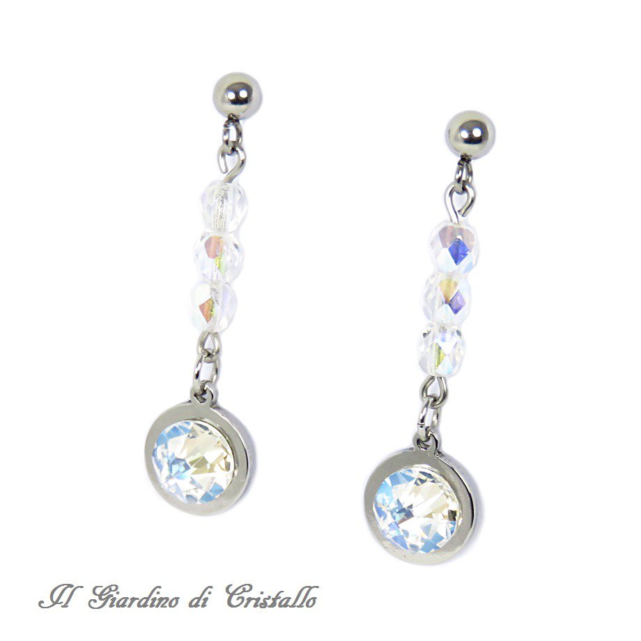 Orecchini Da Sposa In Cristallo Trasparente, Orecchini Pendenti In - Foto 4