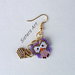 Orecchini "Gufo viola" realizzati con perline Miyuki delica