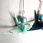 Orecchini pendenti con gru origami 