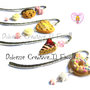 SEGNALIBRO - Cookie con cioccolato, perle, fiocco e rose handmade kawaii