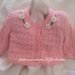 Giacchino / maglia / golfino/ cardigan in lana rosa con fiori bianchi