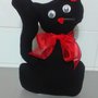 Ferma porta gatto Nerone con fiocco rosso regalo Natale