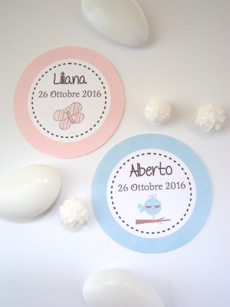 bigliettini ROTONDI 4,45 fantasie a scelta Feste Biglietti e in