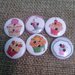 10 bottoni in legno stampati con cupcake