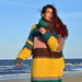 maxi abito in lana a righe colorate