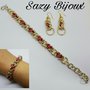 DIAMBOD GOLD BYZ: Parure Bracciale e Orecchini Oro e Rosso