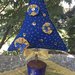 Natale - albero tessuto blu con decorazioni dorate