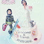 Cake topper matrimonio “Cuori in fiamme” (personalizzabile)