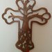Croce "albero della vita" in legno (grande), tecnica del traforo