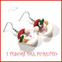 Orecchini Natale " Babbo Natale luna " Fimo cernit Kawaii idea regalo