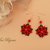 Orecchini moda chiacchierino  handmade pizzo rosso Stella di Natale idea regalo 
