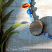 Collana blu, in argento, con cristalli di Boemia e bottoni anni '20-'30.