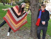 poncho lana a righe colorate 