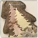 Albero in lana cotta -boschetto- decorato con rose di lino e alberi di feltro e legno tinte naturali