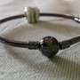 Bracciale rigido metallo nero con perla foro largo