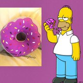 Cuscino a forma di Ciambella Donut Homer Simpson handmade idea regalo San Valentino Pile Antipilling 