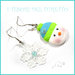 Orecchini Natale " omino neve e fiocco lucite" turchese fimo cernit idea regalo Kawaii bijoux Natalizi