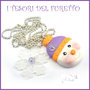 Collana Natale 2016 " omino di neve viola fioccoo neve lucite " idea regalo Fimo cernit Kawaii idea regalo bambina