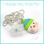 Collana Natale 2016 " Omino di neve turchese " fiocco di neve idea regalo Kawaii Fimo cernit premo