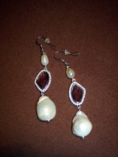Orecchini in argento925 con perle e precious links ametista