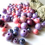 Kit "Glicine" per collane con pattern, perle in resina e filato di puro lino