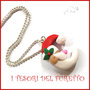 Collana Natale 2016 " Babbo Natale luna" fimo cernit Kawaii idea regalo bambina donna economico bijoux Natalizi