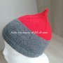 Cappello bimbo in lana rossa e grigio