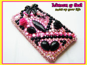 Cover Iphone 3 kawaii brillante cellulare decoden rosa nero phone apple