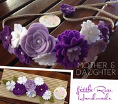 Kit di Coroncina e Fascia elastica a fiori per Mamma e Figlia by Little Rose Handmade