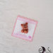 Card Art segnaposto battesimo bimba orsetto etichetta quadrata smerlata rosa