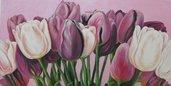 quadro dipinto ad olio raffigurante dei  tulipani