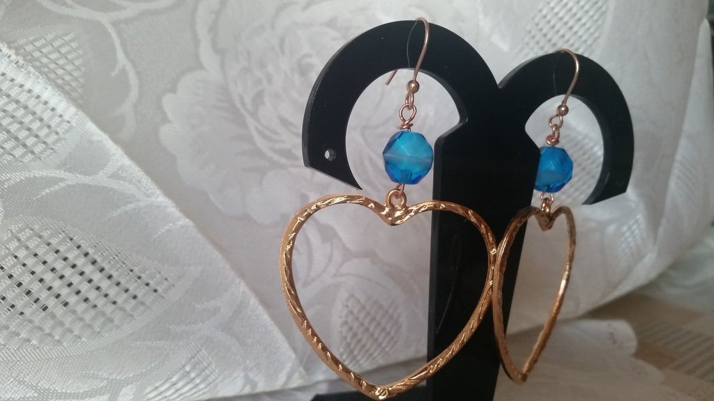 Orecchini Forma Cuore in Oro Giallo da 1,5gr. pendenti con 1 elemento a lastra Donna 18 Carati