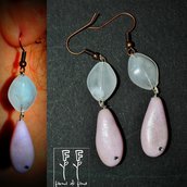orecchini fimo| orecchini pendenti| earrings | gioielli in fimo| orecchini -Gemme di Venere- | orecchini in pasta polimerica| orecchini  rosa quarzo|