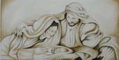 quadro dipinto ad olio raffigurante la sacra famiglia