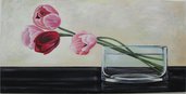 quadro dipinto ad olio raffigurante un vaso con fiori 