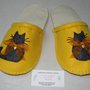 PANTOFOLE 38/39 GATTO  FELTRO GIALLO FATTO A MANO IDEA REGALO NATALE