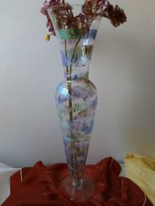 vaso di vetro decorato a mano 