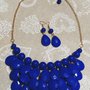 Parure orecchini e collana con pendenti a goccia blu