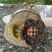 Borsellino in stoffa clic clac con fiore di lana