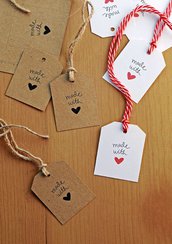 Tags "Made with Love" in carta Kraft Stile Rustic Chic oppure carta bianca