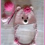 Cappello per  bambina a forma di orsetto rosa